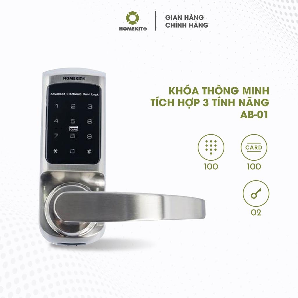 Khóa cửa điện tử thông minh mật mã, thẻ từ, chìa cơ HOMEKIT AB-01 cho cửa đố hẹp - Lắp đặt tận nhà bảo hành 12 tháng