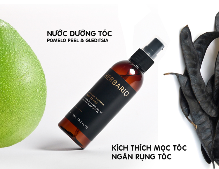 Combo Nước xịt dưỡng tóc vỏ bưởi & Bồ kết Herbario 100ml + Serum mọc tóc vỏ bưởi & Bồ kết Herbario 30ml