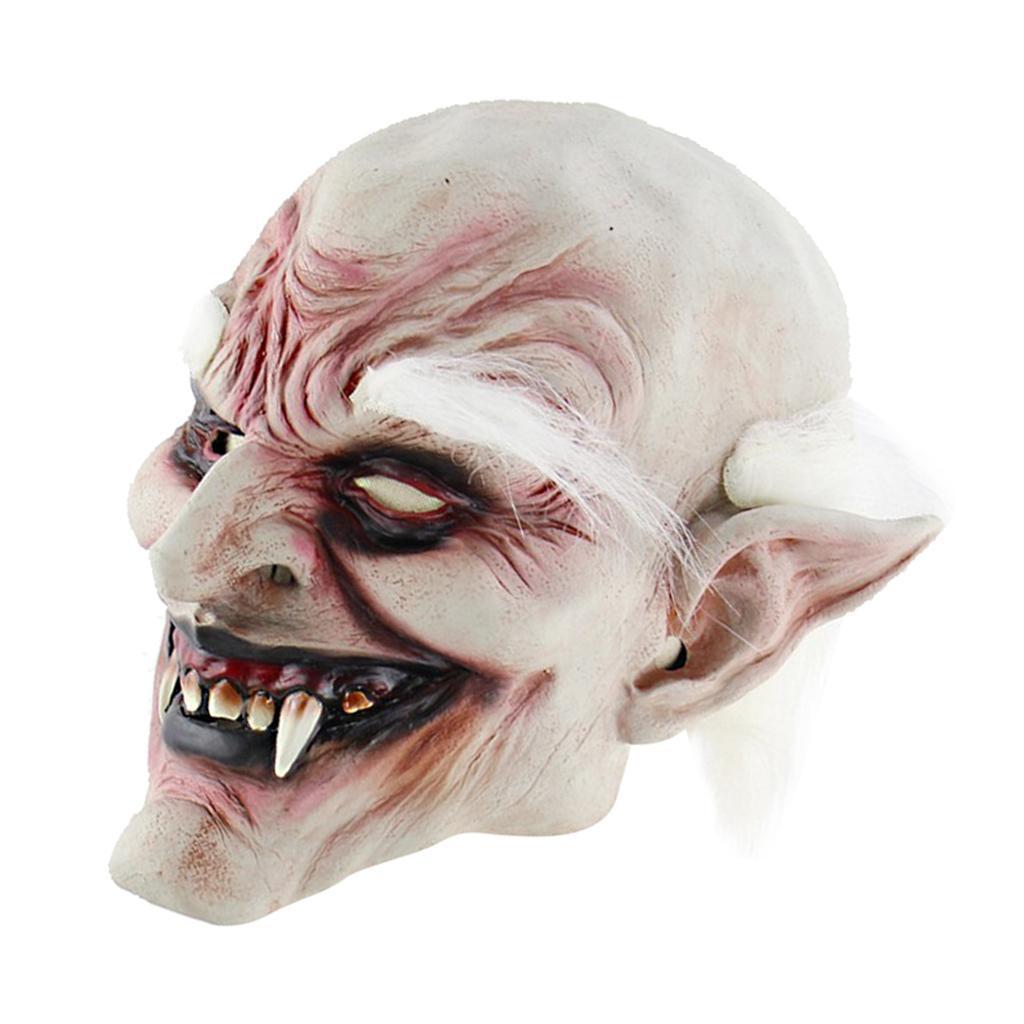 Halloween Costume Mask Full Head White Hai