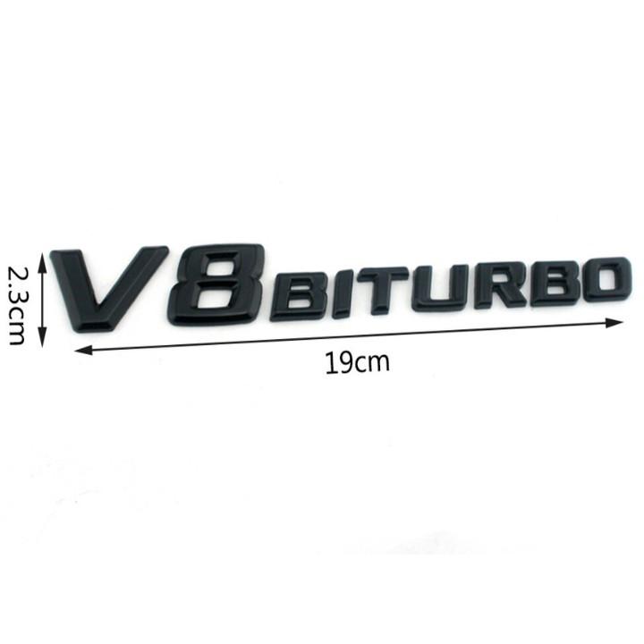 Decal tem chữ V8 Biturbo dán hông xe Mercedes. Chất liệu nhựa ABS mạ crom, kích thước 19*2.3cm.
