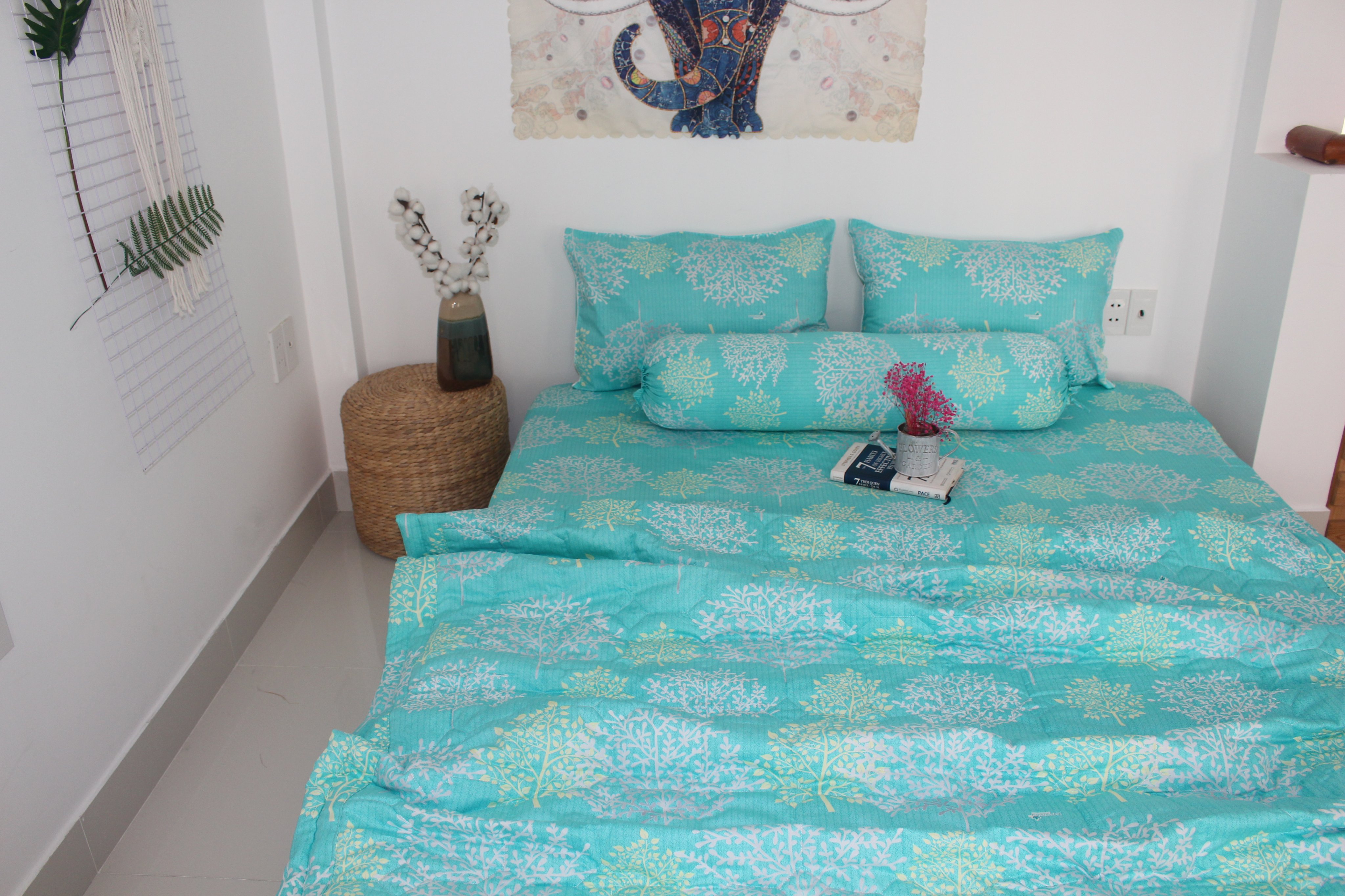 Bộ Drap Gối Cotton -Mẫu San Hô Ngọc vải dày dặn, mát mẻ, siêu thấm mồ hôi