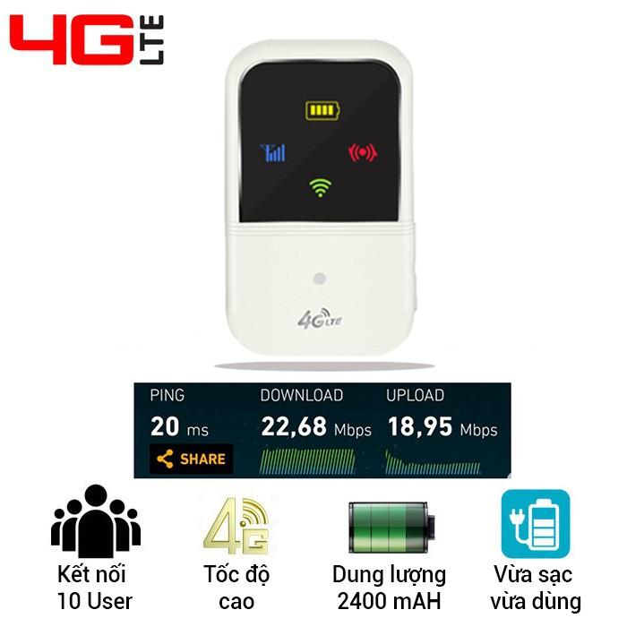 Thiết bị phát sóng wifi từ sim 3G/4G LTE A800 - Sử dụng liên tục 7h (Trắng)