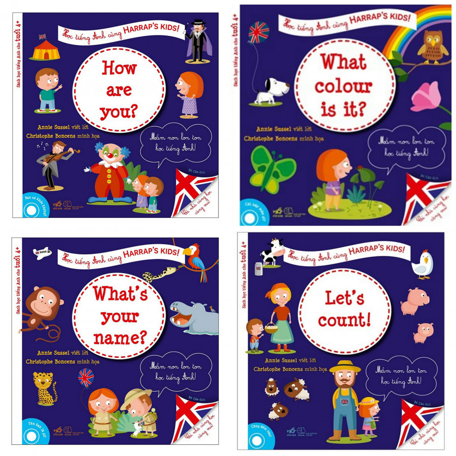 Combo Sách Thiếu Nhi Học Tiếng Anh Cho Tuổi 4+ (Trọn bộ 4 Cuốn): What's Your Name?, How Are You?, What colour is it?, Let's Count ! (Tặng kèm Bookmark thiết kế) - Học Tiếng Anh Cùng HARRAP'S KIDS!