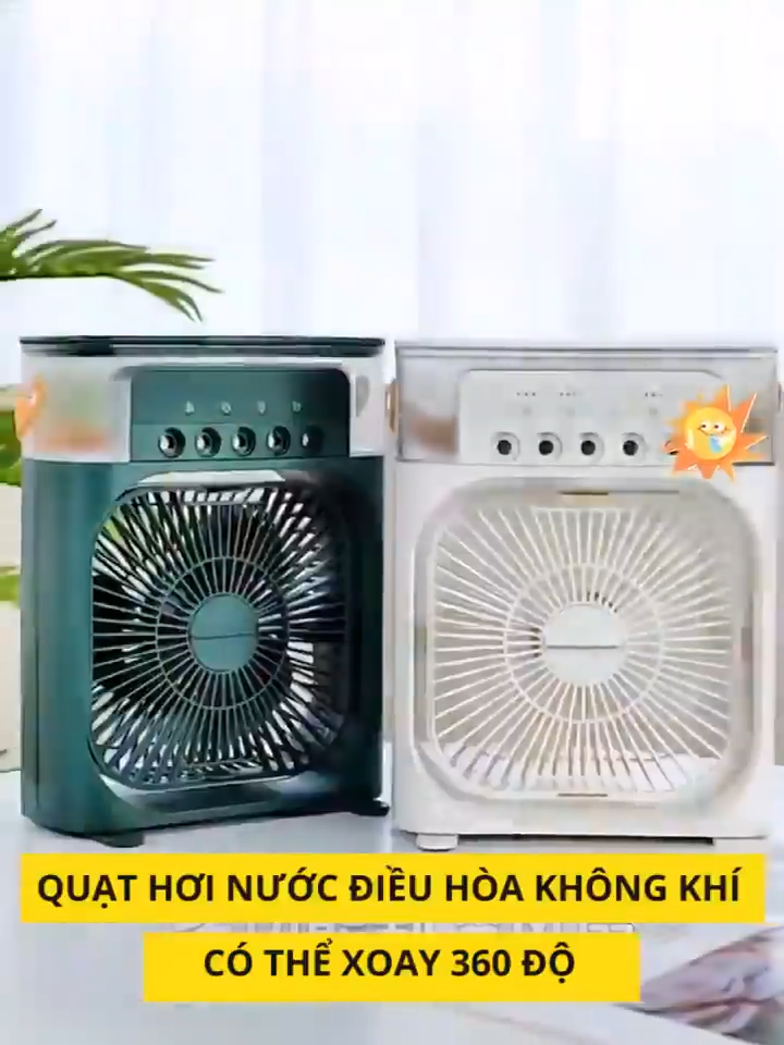 Quạt Điều Hoà Mini Để Bàn, Quạt Phun Sương, Quạt Hơi Nước Tạo Độ Ẩm Sạc Tích Điện 3 Cấp Độ Gió 300ml