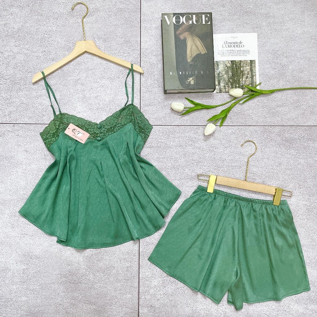 Đồ bộ 2dây lụa xước đủ màu (Đỏ/Xanhdương/Xanhlá/Xanhchuối/Vàng) Freesize 40-60kg