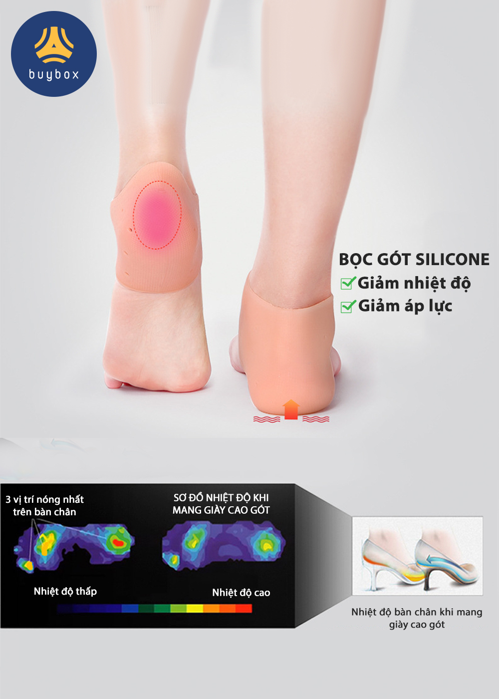 Combo 5 cặp vớ bọc gót chân silicone chống nứt nẻ chống bong tróc da và giúp làm hồng gót sen - buybox - BBPK68_5