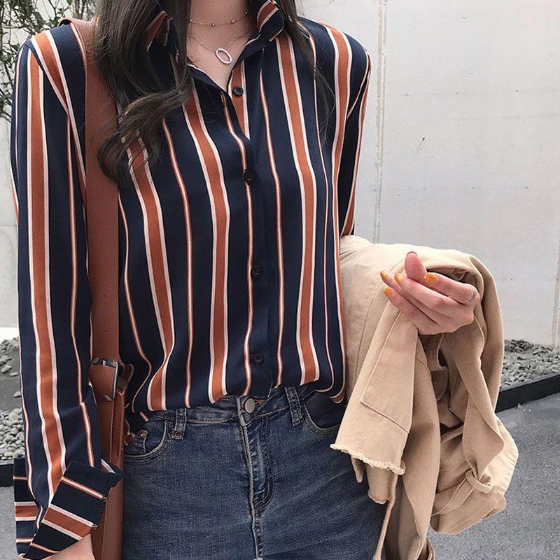 Áo sơ mi kẻ sọc dáng rộng vintage