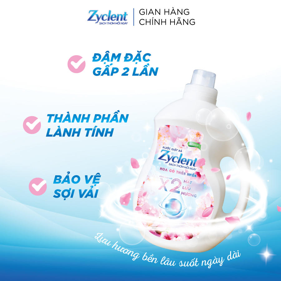 Thùng Nước Giặt Xả Zyclent Superior Hương Hoa Cỏ Thiên Nhiên (3.8kg x 4 can)