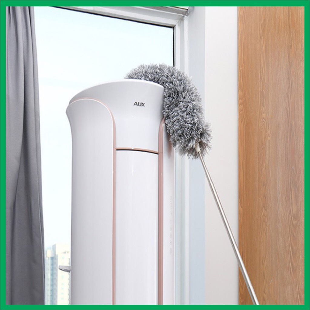 Chổi quét trần bằng sợi vải siêu nhỏ, cán dài inox cao cấp
