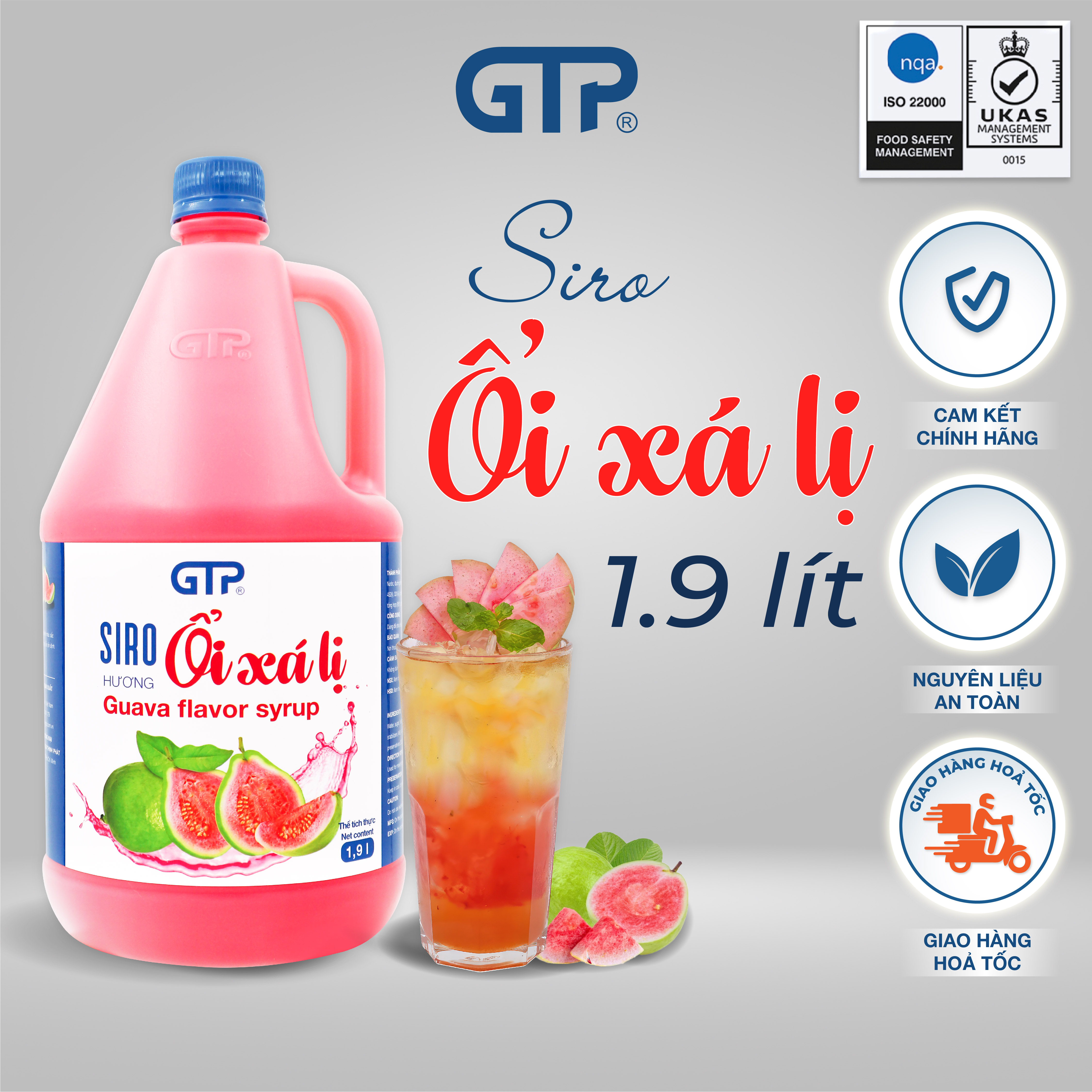Siro Ổi Xá Lị GTP - Chuyên dùng pha chế: Trà sữa, Trà trái cây, Cocktail, Mocktail…