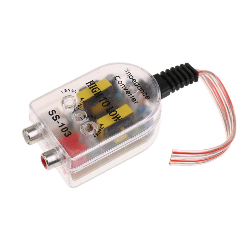 Replacement 2-Channel Car High to Low Impedance Converter Adapter Speaker to RCA Line Adaptor