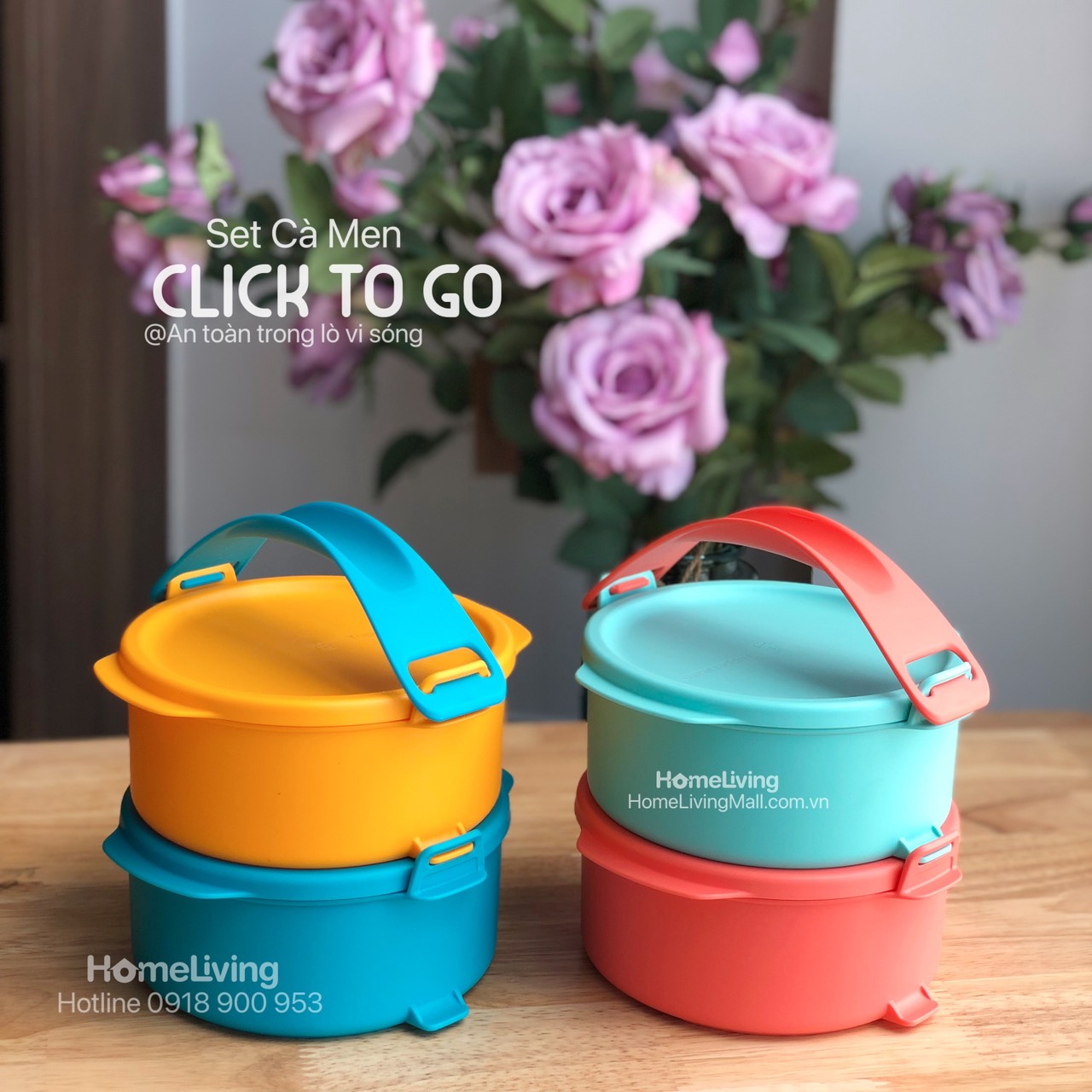 Bộ Hộp Cơm Tupperware Small Round Click To Go - Màu mới