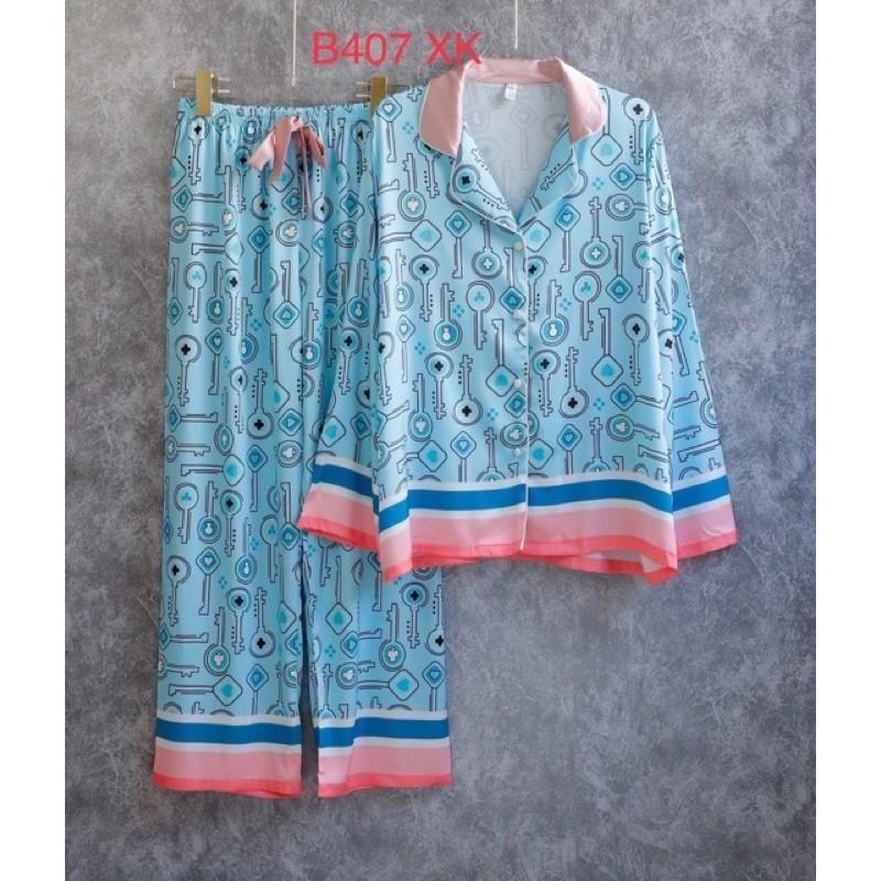 BỘ PYJAMA LỤA DÀI TAY DÀI QC CAO CẤP