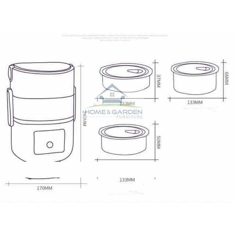 Hộp nấu và hâm nóng cơm lồng Inox 03 tầng