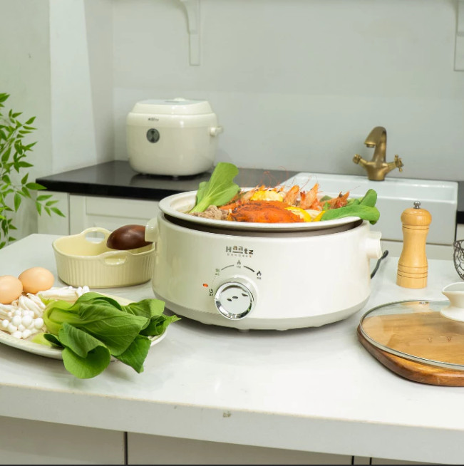 (NEW MODEL) Nồi Lẩu Điện Đa Năng 5L Haatz HEH508 Nấu Lẩu Xào Rán, Lòng Gốm Chống Dính Tháo Rời - Hàng Chính Hãng