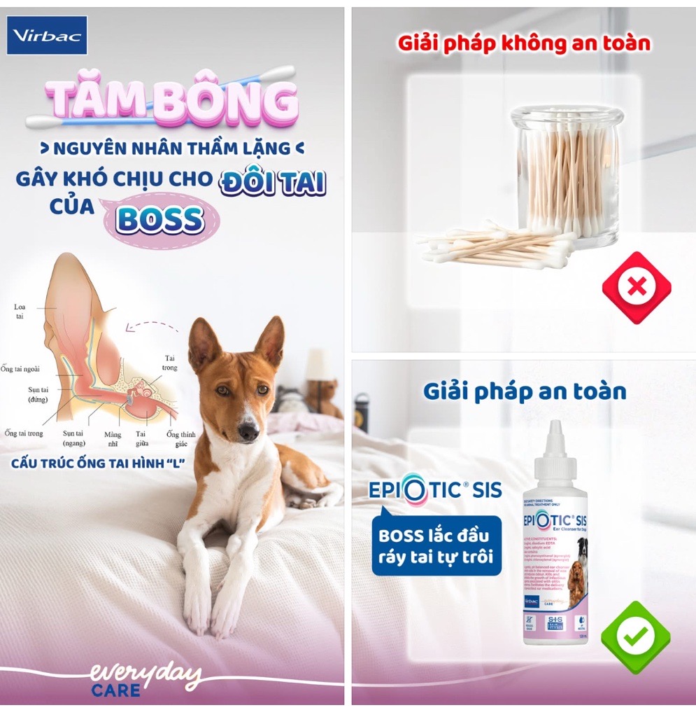Dung dịch vệ sinh tai chó Epiotic (Virbac, Úc, mẫu mới)