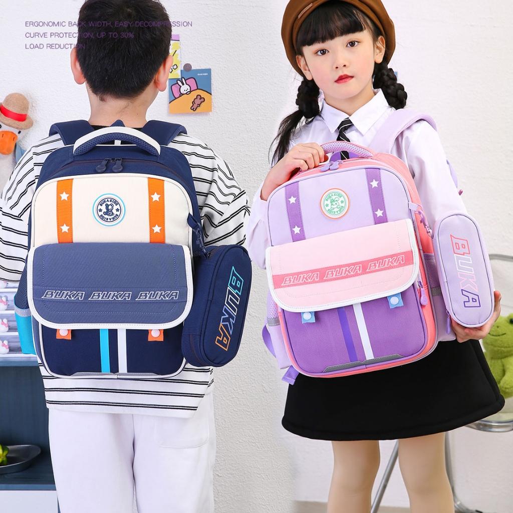 Balo học sinh tiểu học kèm bóp viết vải oxford cao cấp chống nước nhiều ngăn đựng cho bé đi học lớp 1 3052