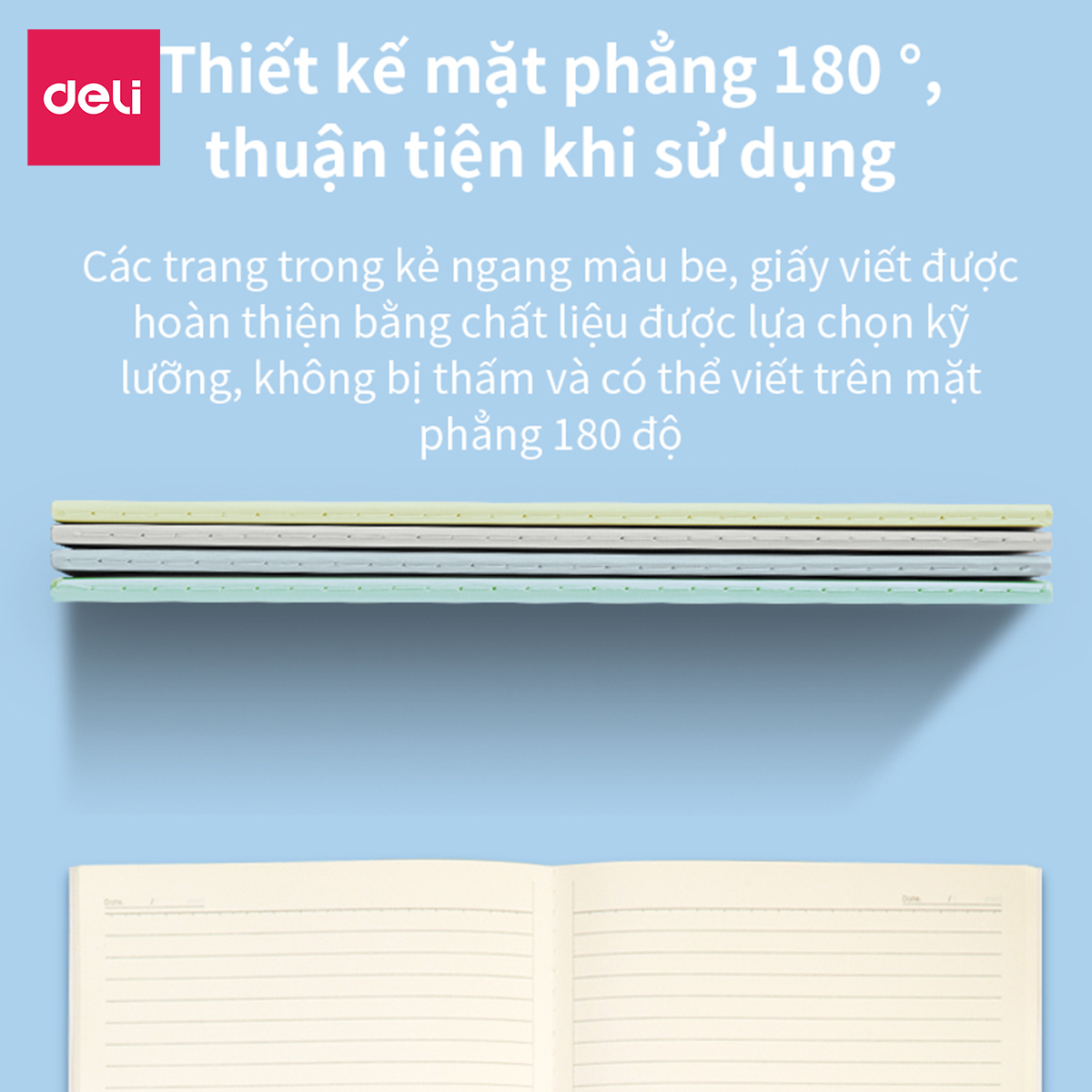 Sổ Tay Ghi Chép Khâu Gáy A5 Deli 60 Trang - 1 Quyển - FA560-N01-KM-01