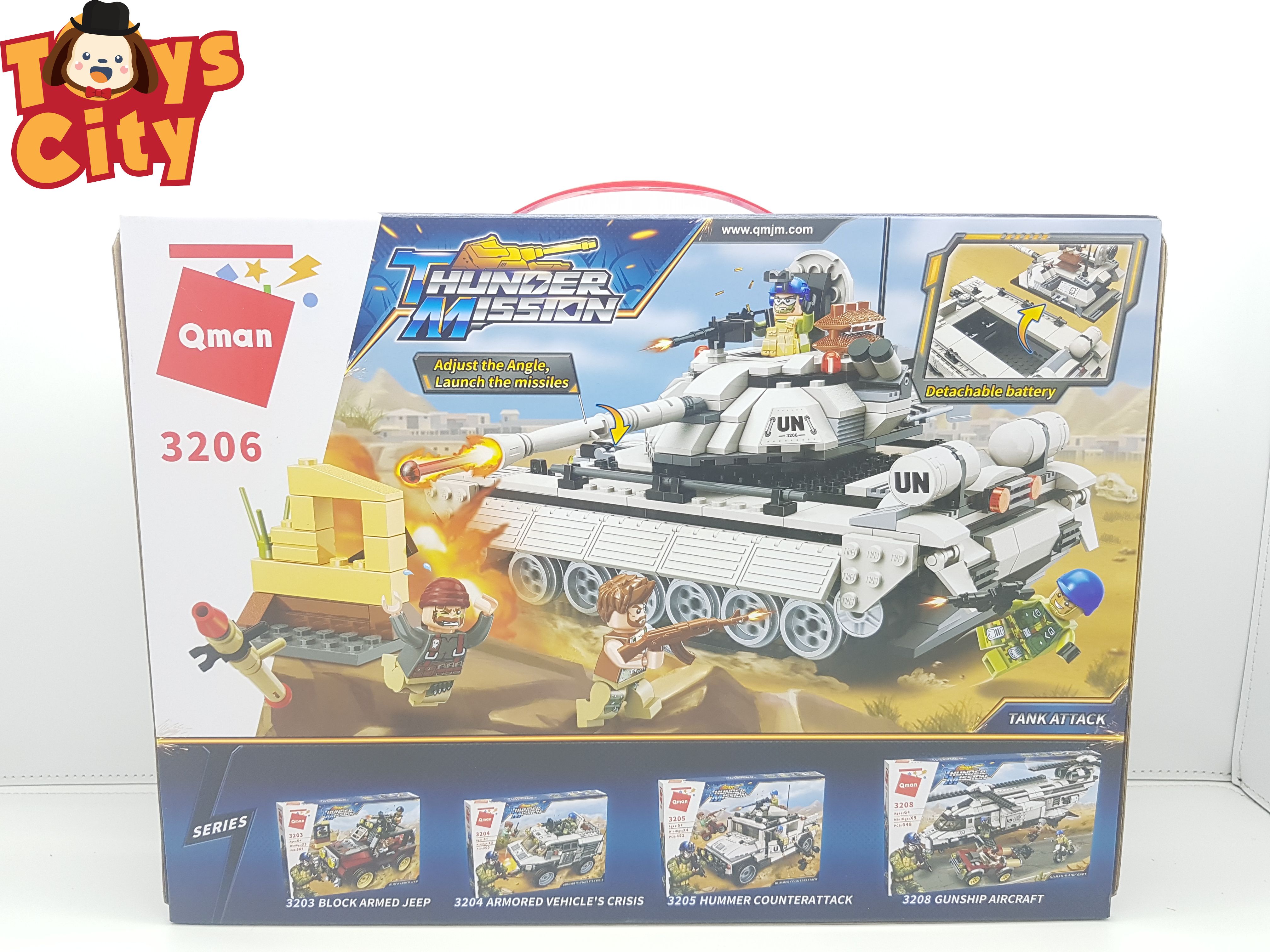 Đồ chơi lắp ghép, xếp hình xe tăng Cuộc tấn công TM3206 QMAN Tank Attack