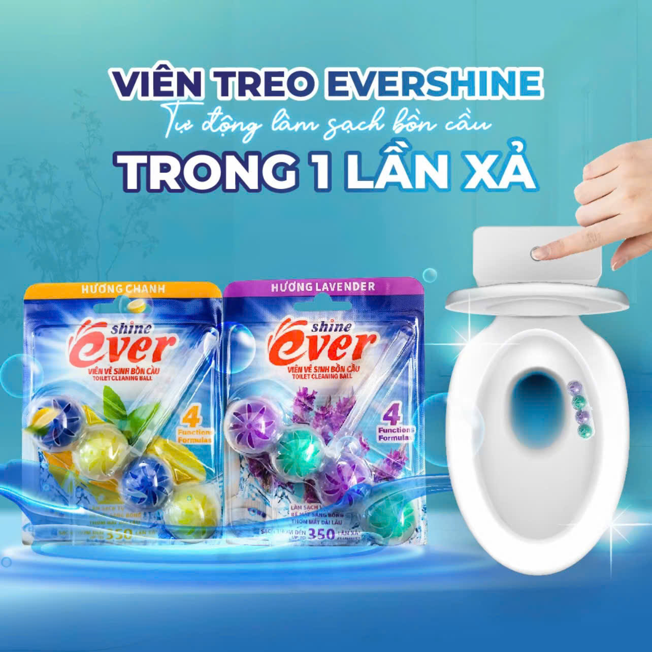 Combo 4 vỉ treo bồn cầu Evershine hương Chanh - TẶNG 1 vỉ treo hương Lavender