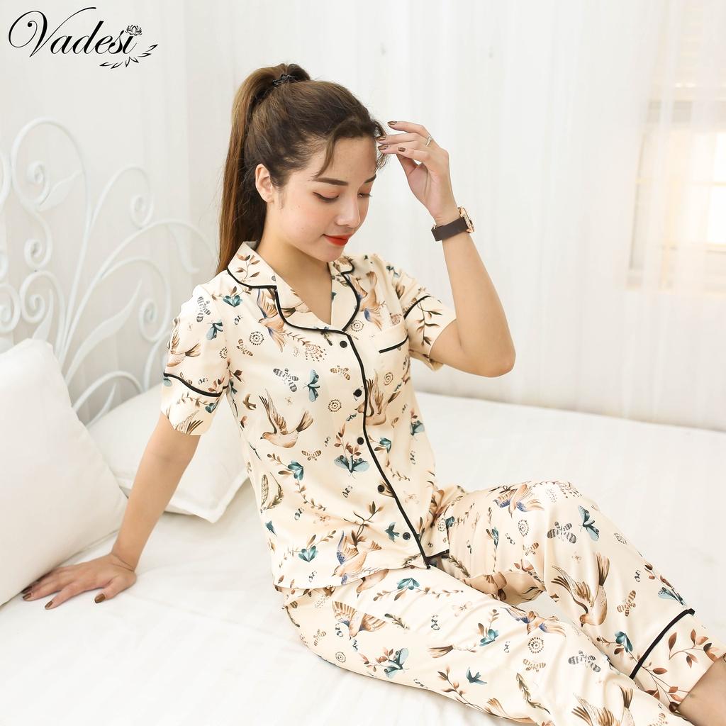 NEW - Bộ Đồ Nữ Pijama Quần Dài Tay Ngắn Lụa Cao Cấp Mặc Nhà Đẹp Mềm Mịn Thấm Hút Thoáng Mát – VADESI