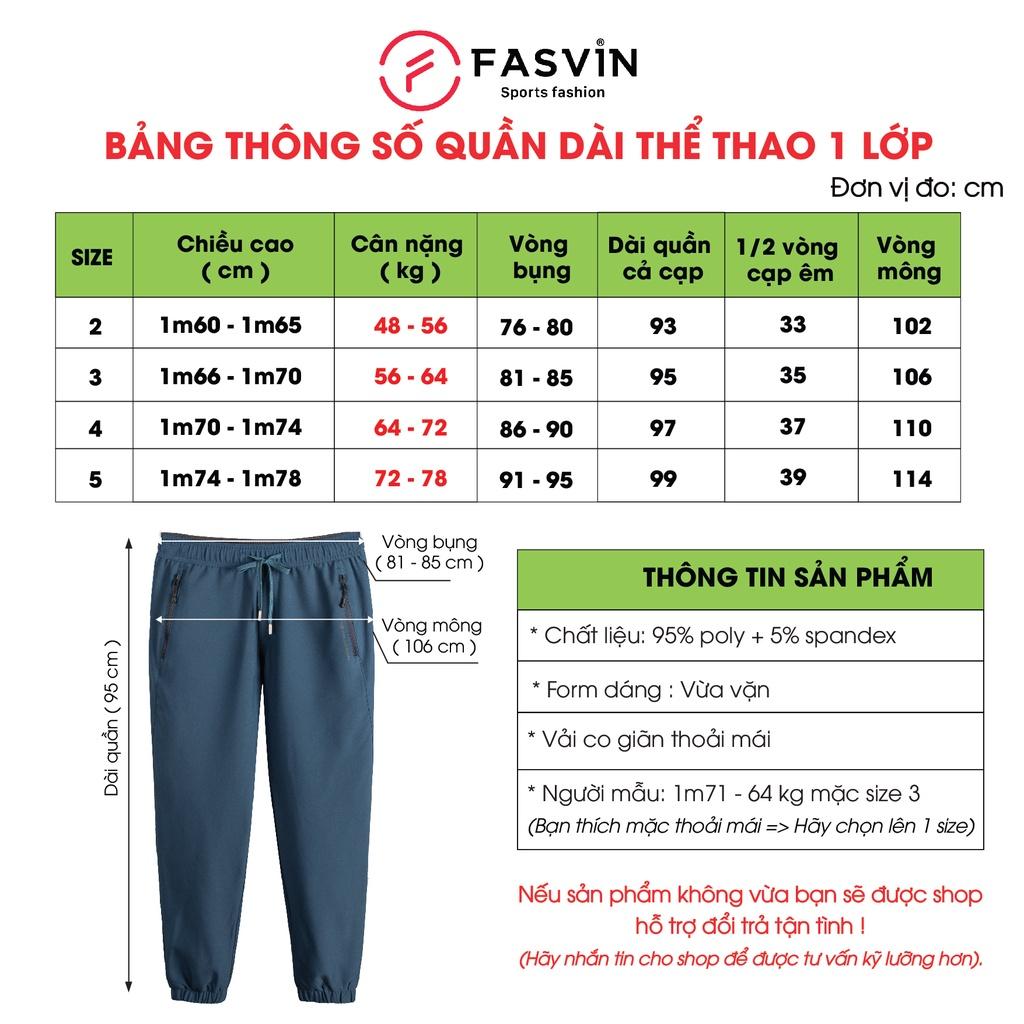 Quần Gió Nam Dài Thể Thao FASVIN DC21487.HN Dáng Baggy Thoải Mái Vải Gió Chun Cao Cấp Hàng Nhà Máy