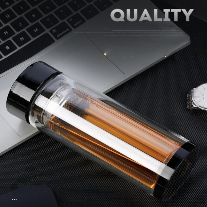 Bình thủy tinh giữ nhiệt 2 lớp 400ml 304SUS - Sky