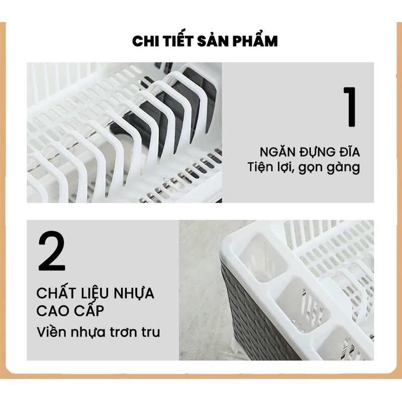 Kệ úp chén bát 2 tầng kèm khay hứng nước tiện dụng