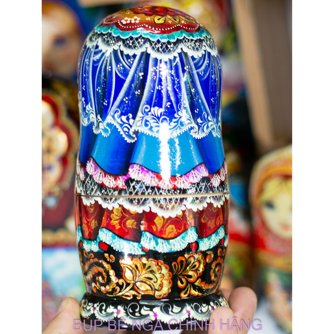 BỘ BÚP BÊ NGA MATRYOSHKA 5 LỚP 20CM CAO CẤP HOA VĂN "CÔNG CHÚA ÔM SAMOVAR" CỰC ĐẸP, TINH TẾ VÀ SANG TRỌNG