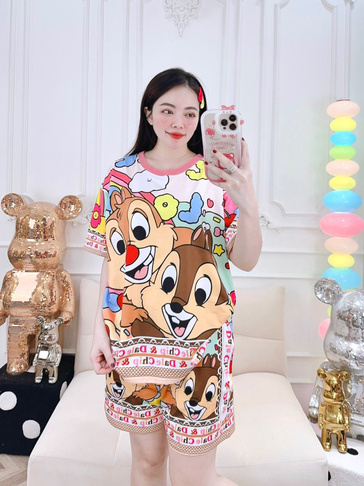 [HCM] (60-80kg, P2) Đồ bộ bigsize đùi chất thun lạnh in 3D hoạt hình. chuột mickey - chuột minnie - vịt donald - chú ngựa - khác. bobigsizedui5thunlanh