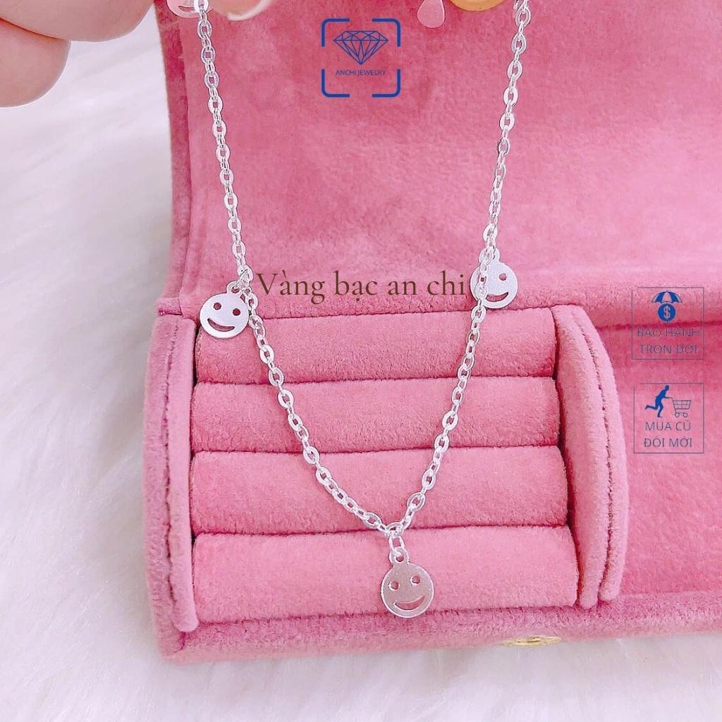 Vòng chân nữ bạc thật mẫu mới mix mặt cười, Anchi jewelry