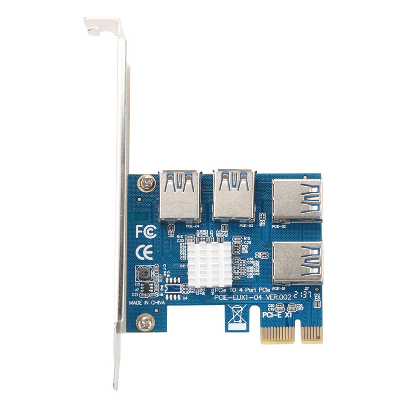 1 to 4 PCIE Splitter External USB 3.0 Adapter Port Converter PCI Expansion Card