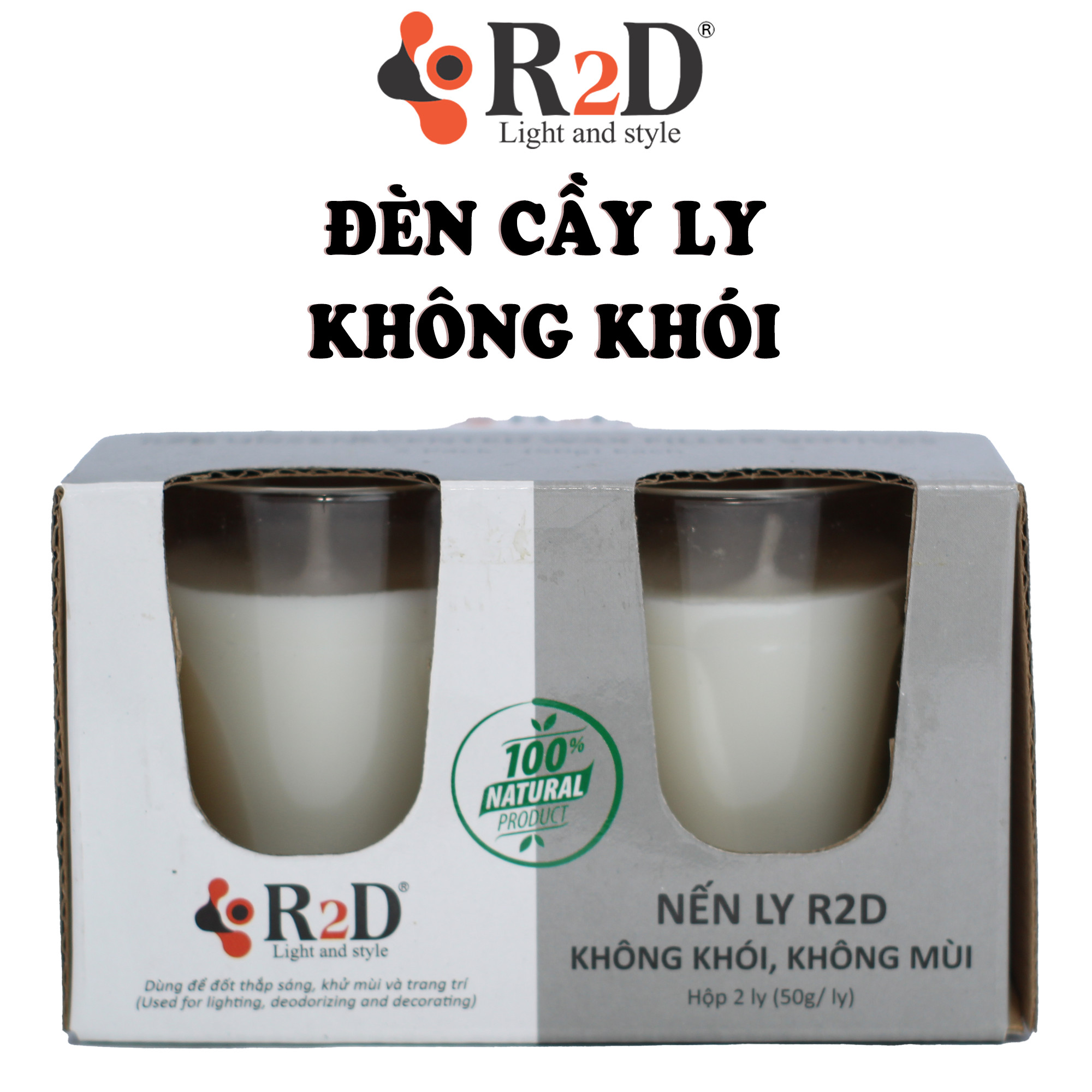 Nến Không Khói Trắng, Nến Thắp Sáng, [LY 50g], Chính Hãng  Đến Từ Shop R2D, Thành Phần Tự Nhiên, Lành Tính.