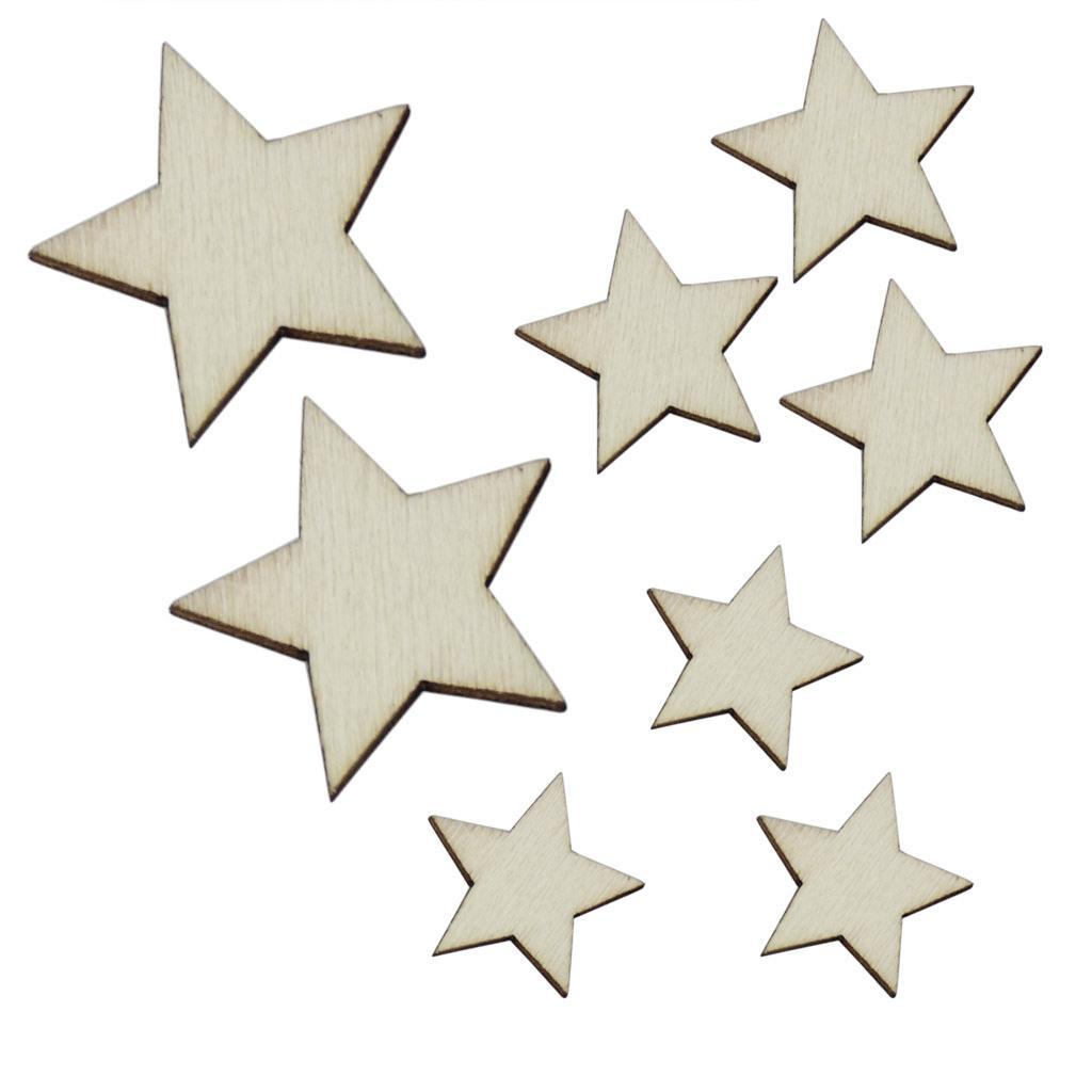 Unfinished Natural Star Christmas Shapes Wood Pieces DIY Craft for Scrapbook