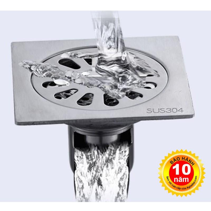 Thoát sàn ngăn mùi (dạng phễu nước) Inox SUS304 (10x10cm) - Hàng Cao cấp ITALIA