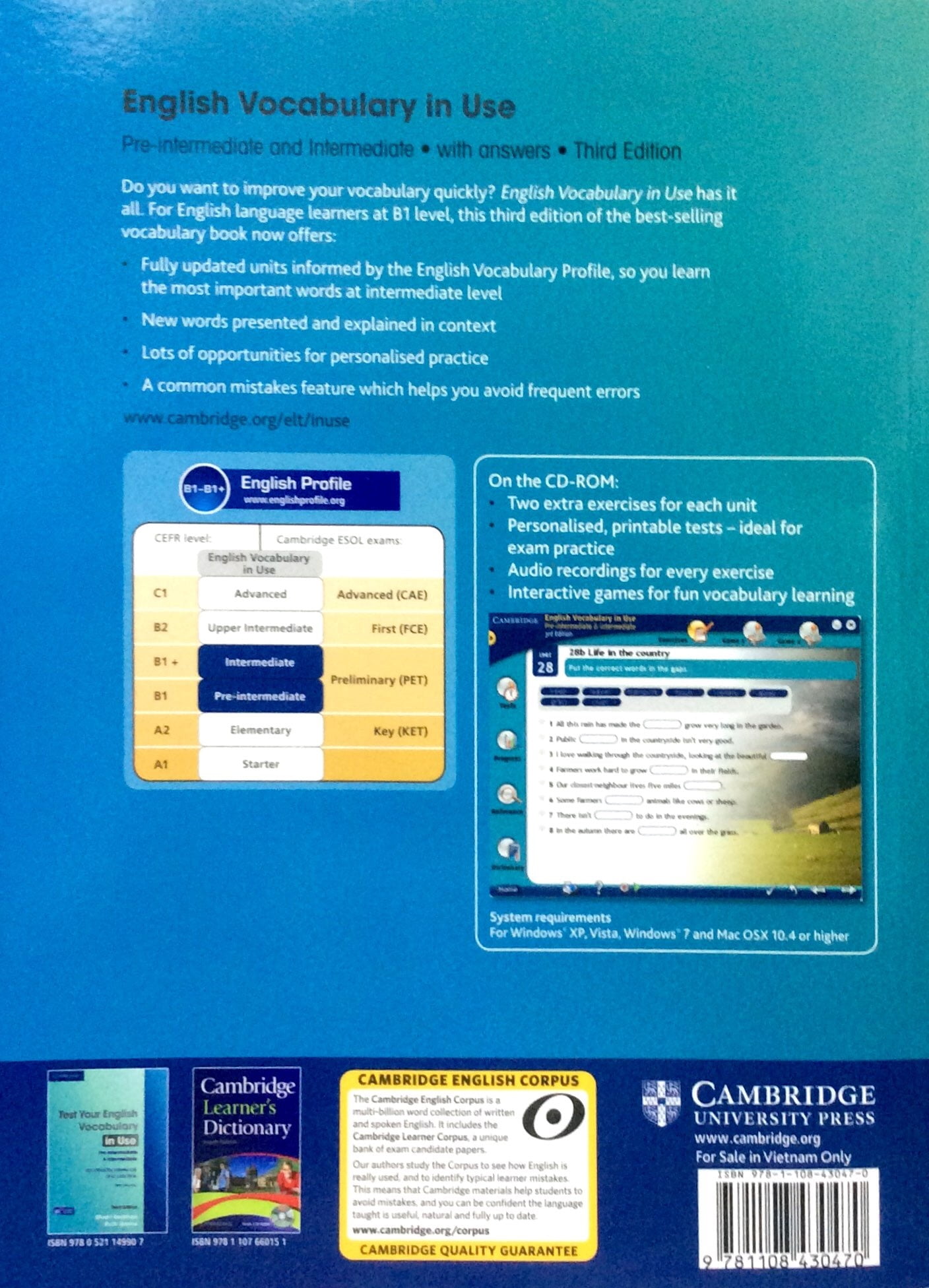 English Vocabulary in Use: Pre-Intermediate and Intermediate Book with Answers: Vocabulary Reference and Practice (Kèm CD)