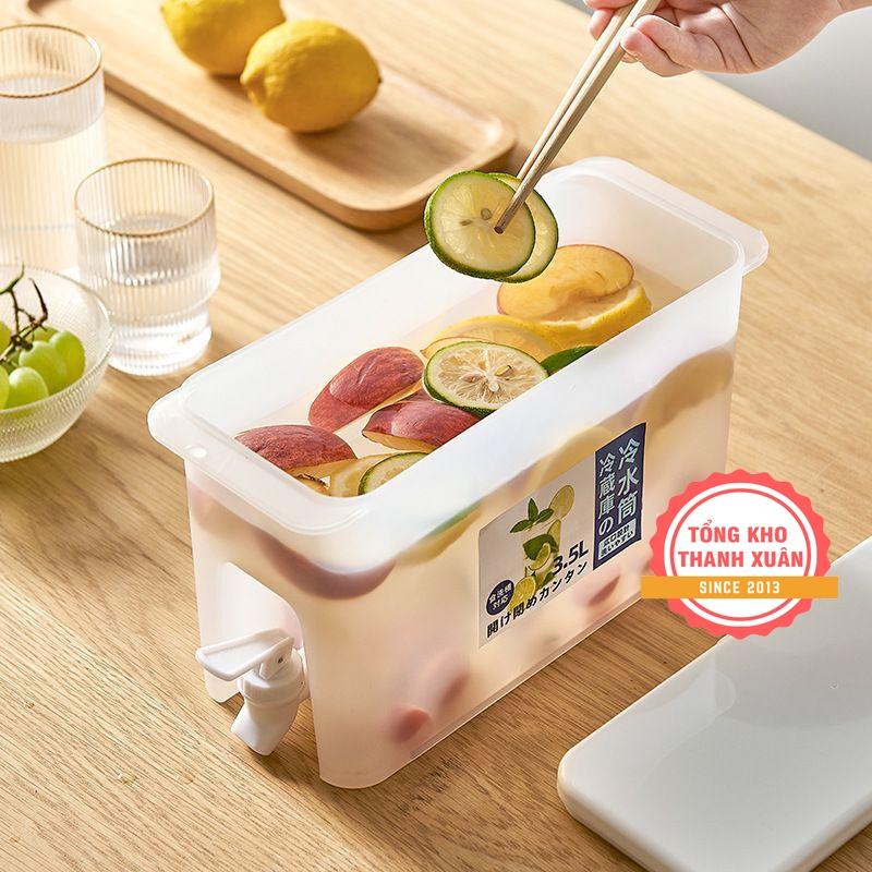Bình Nước Có Vòi Để Tủ Lạnh 3.5L Cao Cấp ️RẺ VÔ ĐỊCH️ Bình Nước Có Vòi Tiện Dụng Nhựa PP An Toàn