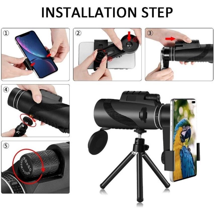 Ống Nhòm HD 80X100 HD Có Kẹp Gắn Điện Thoại / Máy Ảnh Tiện Dụng Cho Hoạt Động Ngoài Trời