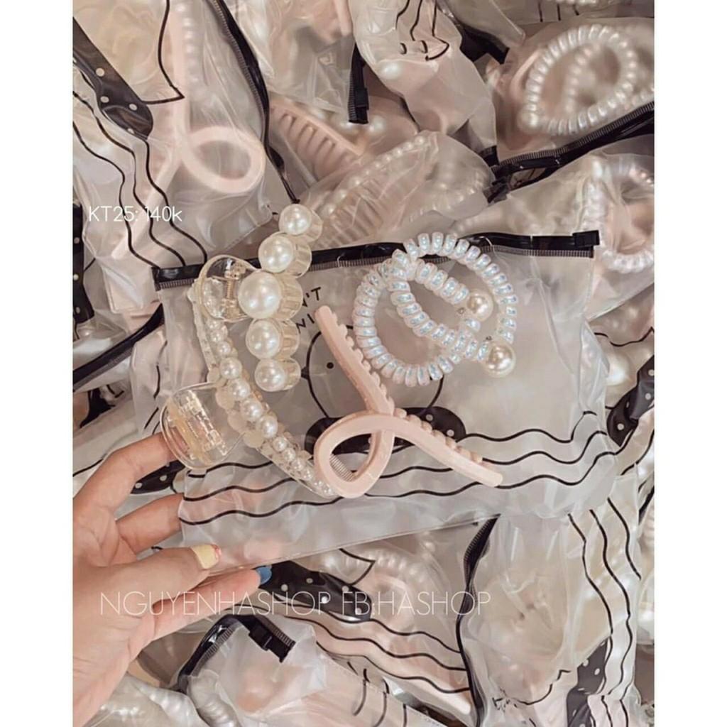 PVN19022 Set 5 Kẹp Tóc Dây Buộc Tóc Loại Mới T2