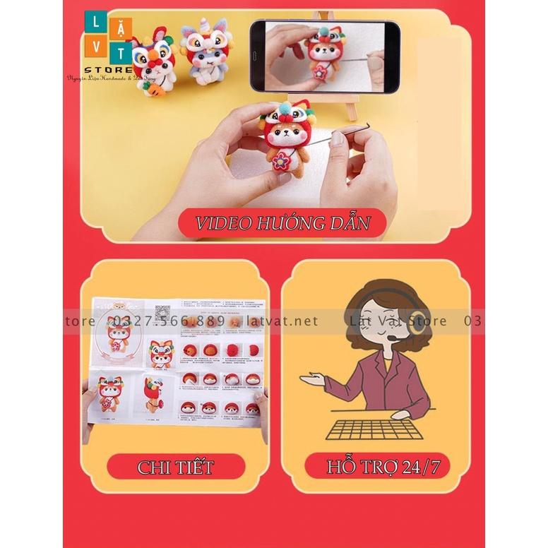 Bộ len chọc linh vật 12 con giáp cung hoàng đạo theo tuổi, quà tặng may mắn, DIY needle felting, có hướng dẫn