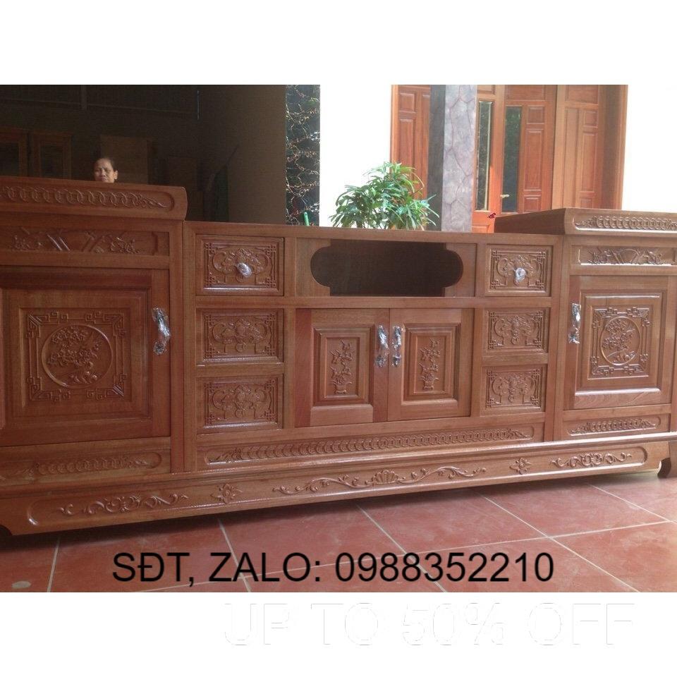Kệ tv gỗ xoan đào 2m4 kiểm hàng trước khi thanh toán