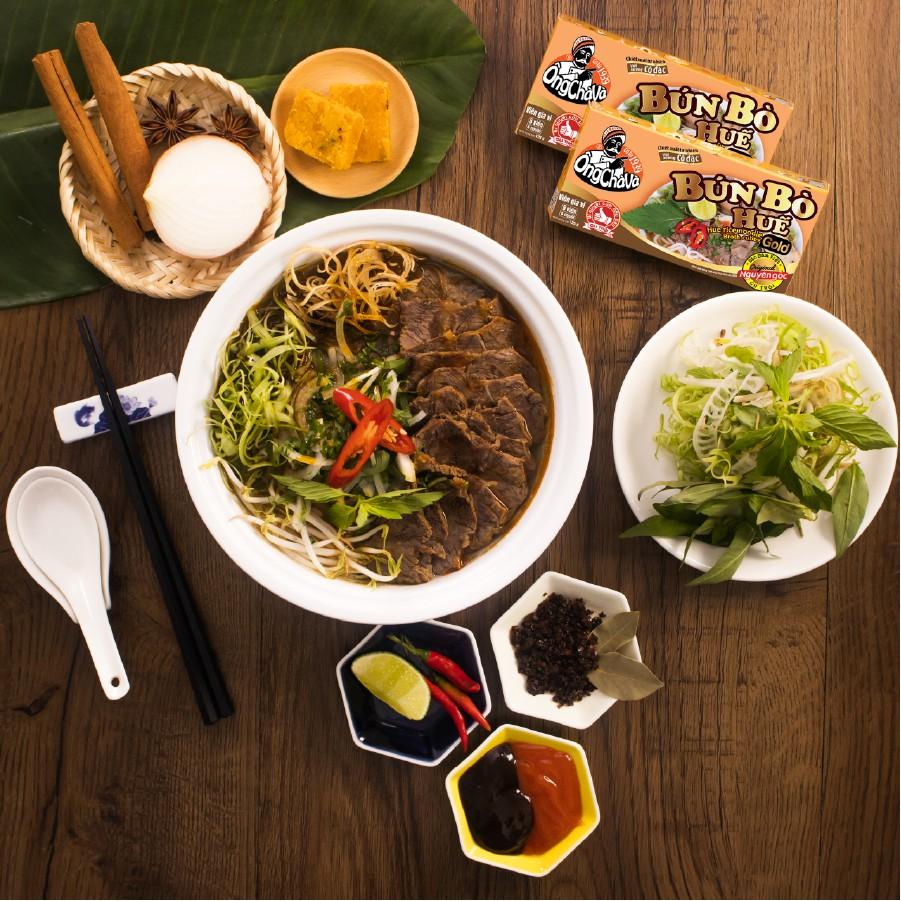 Combo 10 Hộp Gia Vị Viên Bún Bò Huế Ông Chà Và 126g (Hue Beef Rice Noodle Soup Cubes)