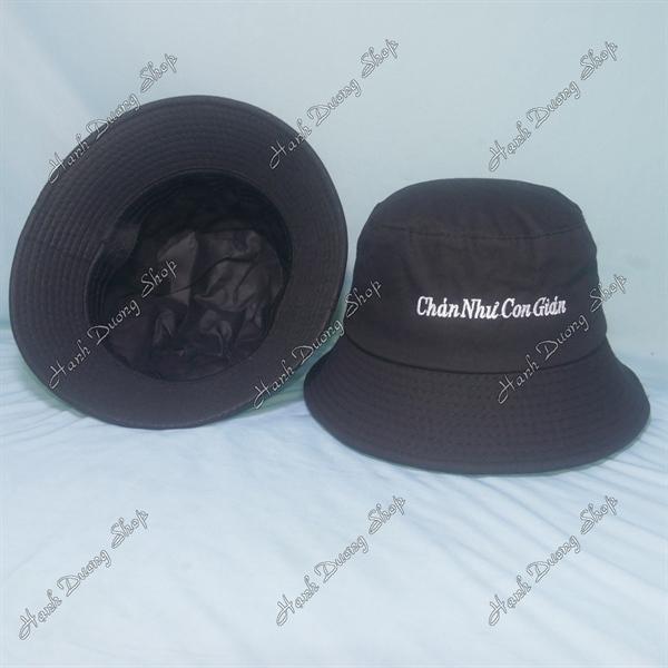 Nón tai bèo mũ bucket vành nhỏ thêu Chán Như Con Gián - Chán Như Con Gián