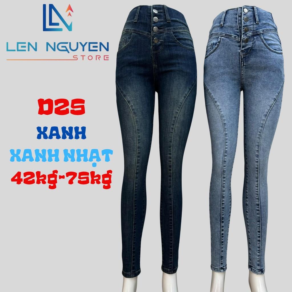 D25_Quần jean nữ, dài, lưng cao, quần bò nữ dáng ôm, quần rin nữ có big size, cho 42kg đến 75kg,LEN NGUYEN STORE - Xanh