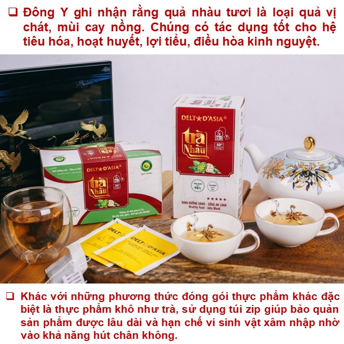 TRÀ NHÀU Hộp – Delta D'Asia Chữa huyết áp cao, nhức mỏi, đau lưng