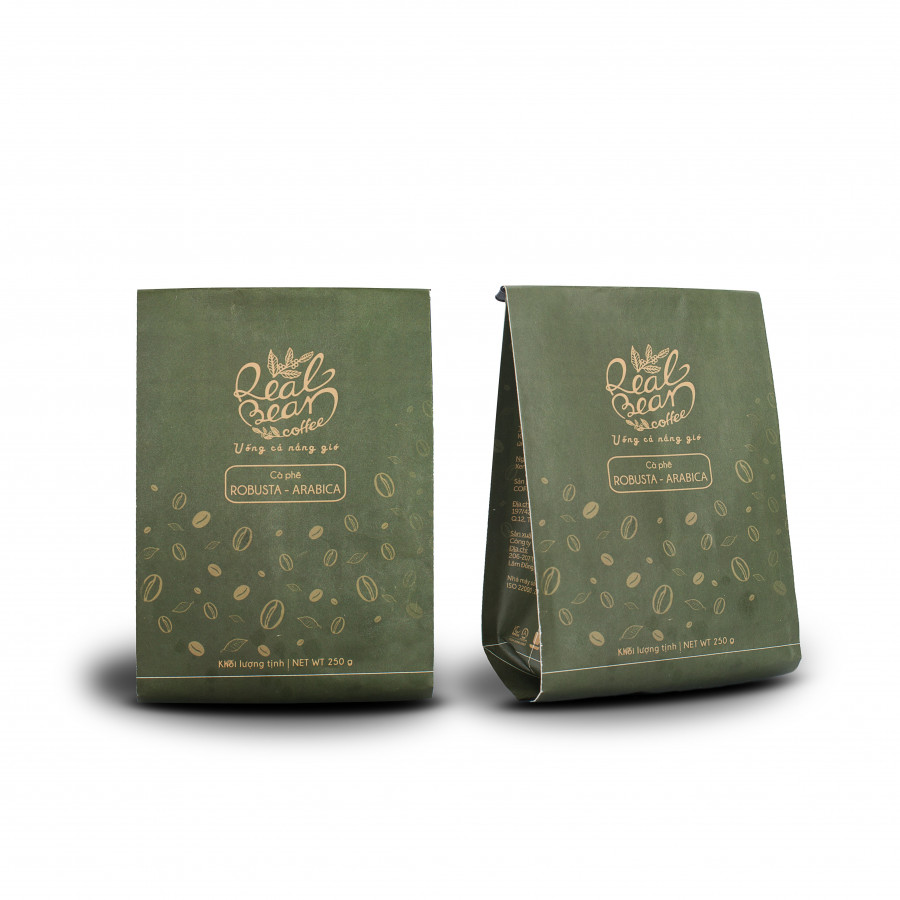 Cà Phê Arabica và Robusta Rang Xay Nguyên Chất 100% Real Bean Coffee