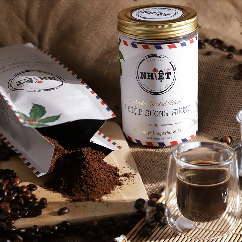 Combo 750 gr Cà phê Robusta nguyên chất 100% pha máy, pha phin vị đắng đầm hậu ngọt thơm nồng từ Nhiệt Cafe