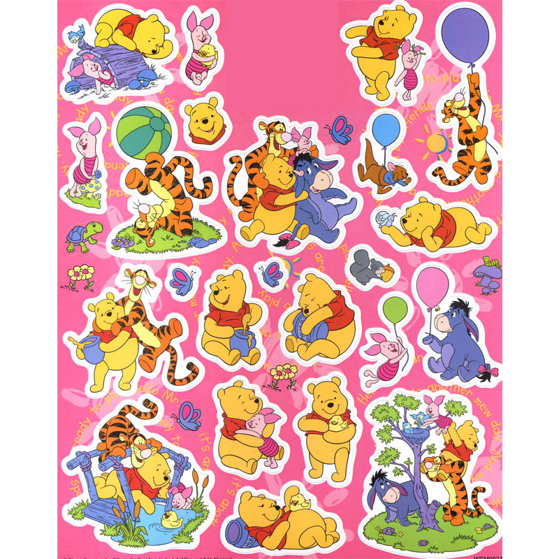 Set 60 Sticker gấu Pooh ảnh decal hình dán ép lụa
