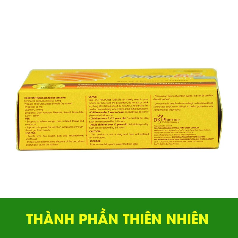 Viên ngậm keo ong hỗ trợ giảm ho không đường DK Pharma PropoBee Tablets 3 vỉ, 6 viên/vỉ