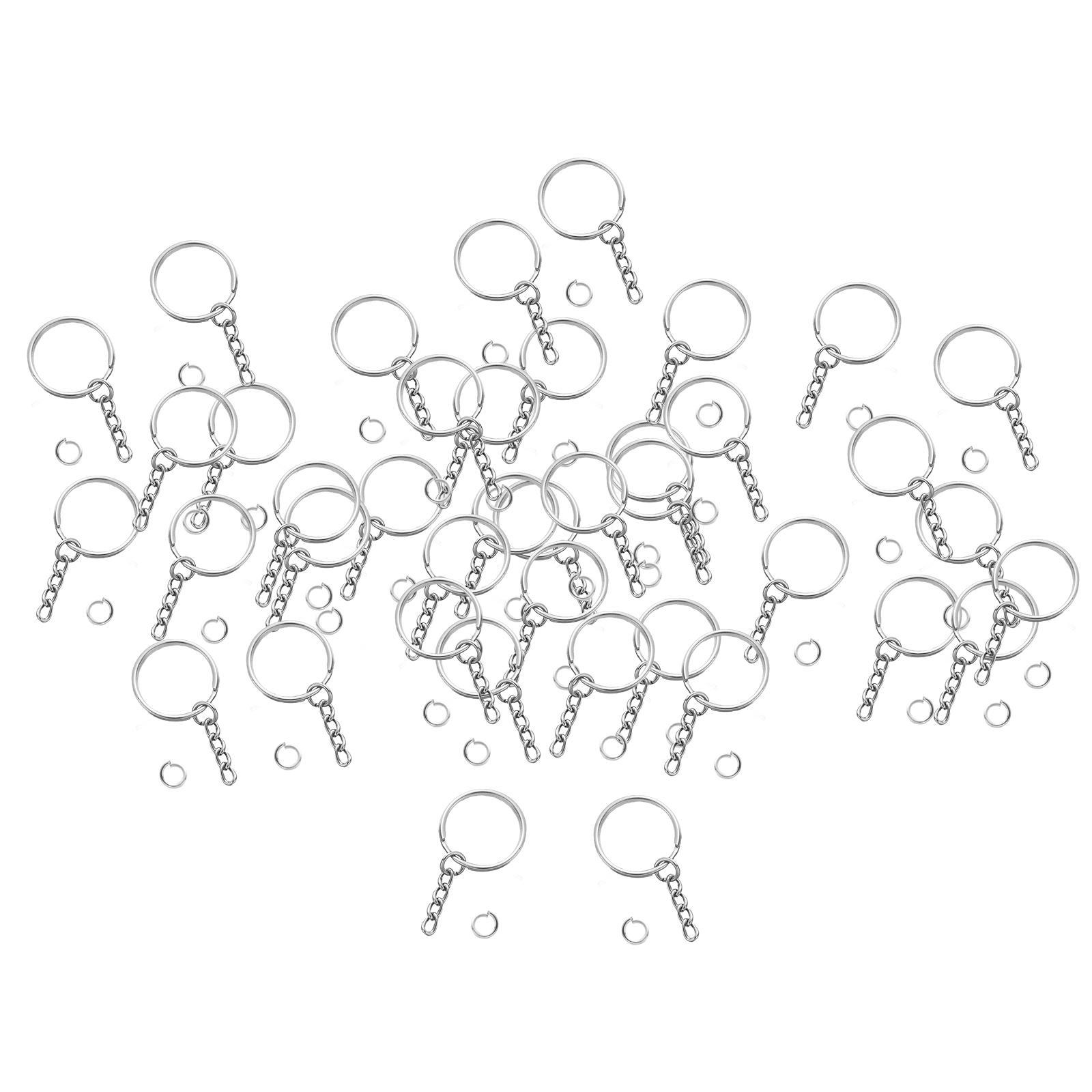 100x Split Key Chain  with Chain Decoration 25mm Holiday Metal Key Rings